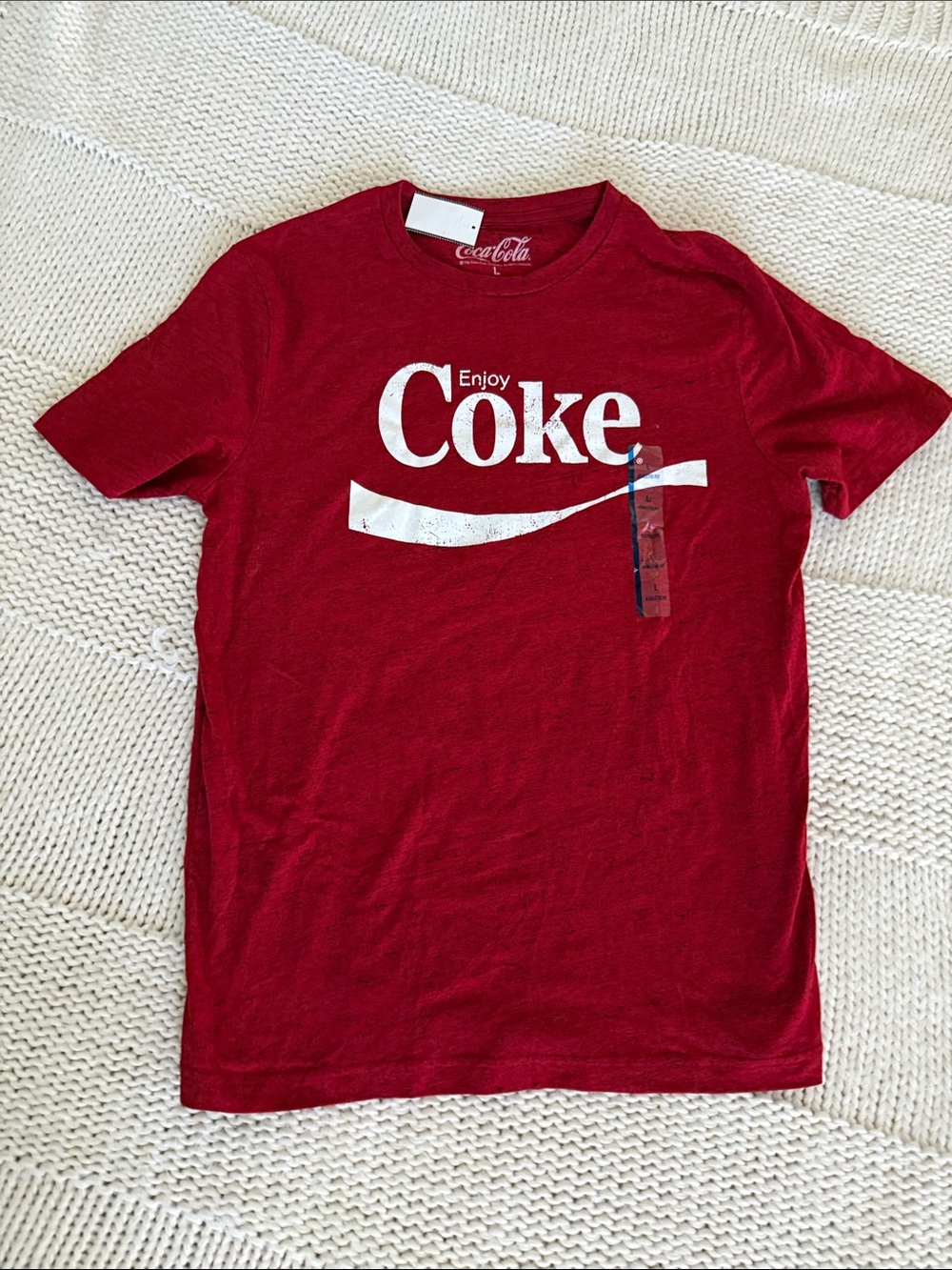 Coca Cola Red 'Enjoy Coke' White Logo Short Sleeve Tee - Men's